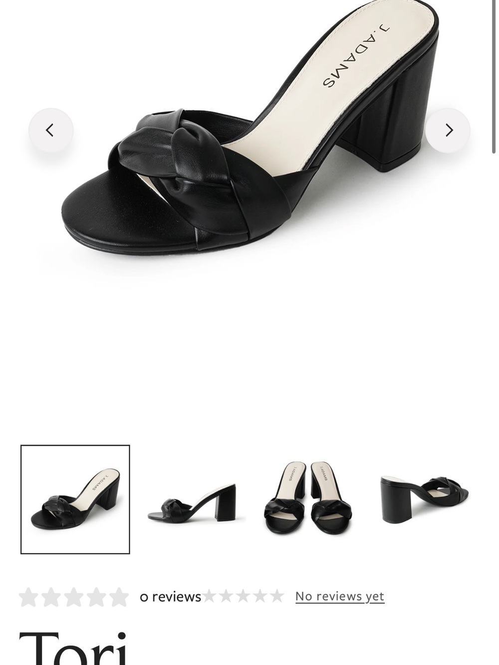 Adams Black Knotted Strap Block Heel Mules